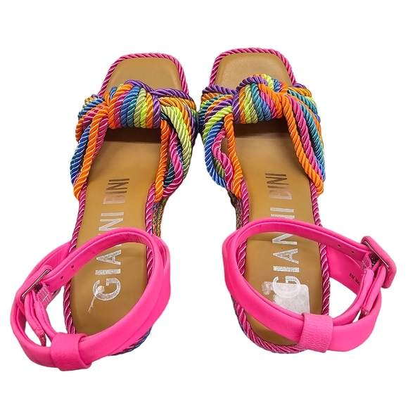 Gianni Bini Wedge Platform Sandal Women's Size 6 Leena Rainbow Cord Striped NEW - Picture 6 of 13